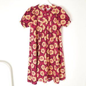 Vintage Cottagecore Floral Puff Sleeve Midi Dress